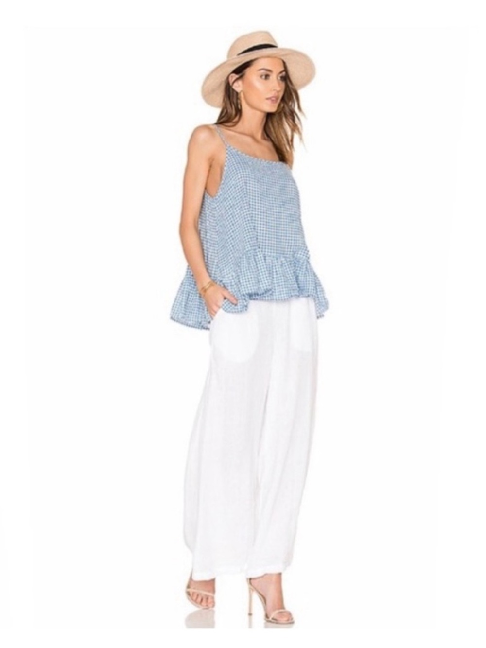 CP Shades Wendy Linen Pants White Size Small Vacation Neutral Beach Minimalist - Picture 2 of 8